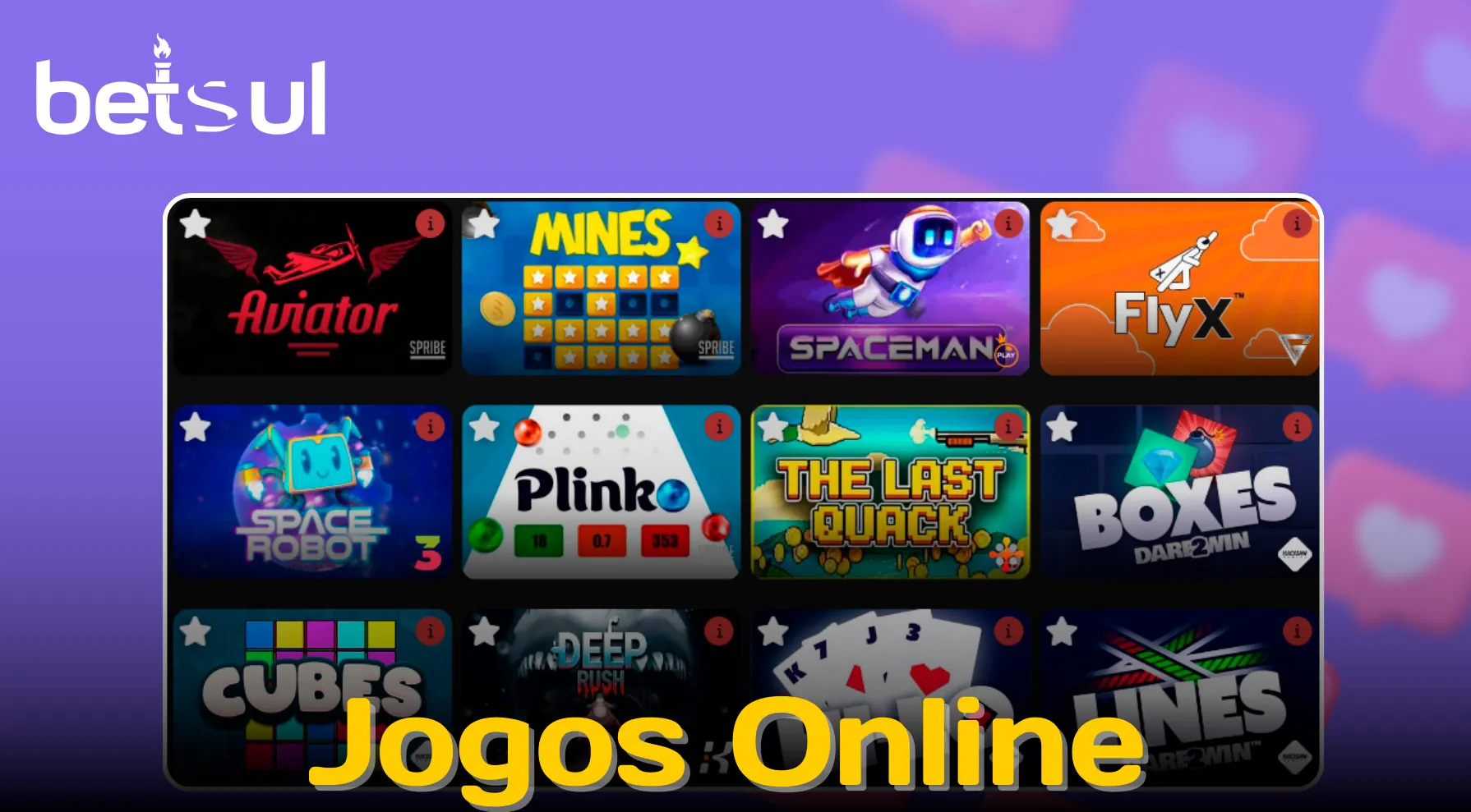 Os jogos de casino online onde se pode escolher entre as categorias mais populares