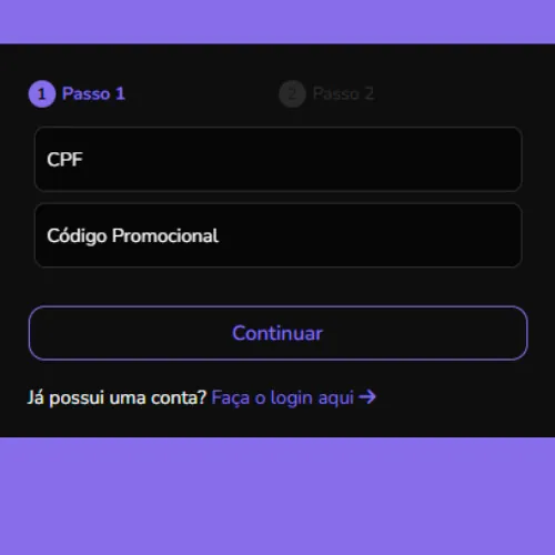 Digite seu CPF no campo apropriado e o código promocional XXX e clique em “Continuar” no Betsul