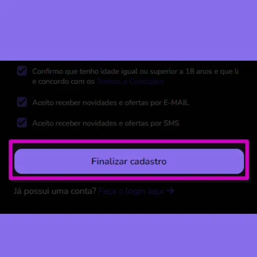 Conclua seu cadastro no Betsul